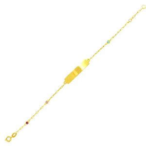 Pulseira Infantil em Ouro 18K Placa com Zircônias - AU6589