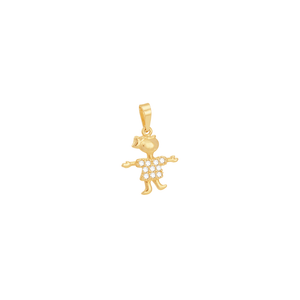 Pingente em Ouro 18K Menina com Zircônias - AU6617