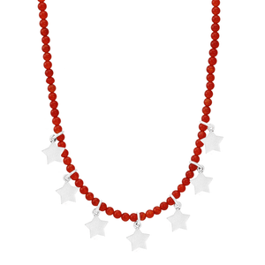Colar em Prata Coral com Estrelas - PL0911