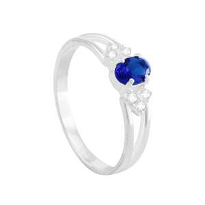 Anel de Formatura em Prata 925 com Zircônia Oval Azul - PL0937