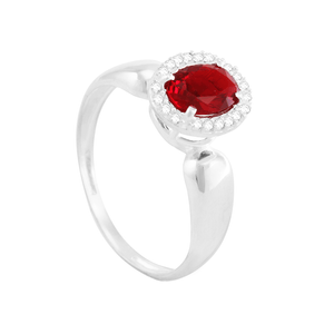 Anel de Formatura em Prata 925 com Zircônia Oval Vermelha - PL11784