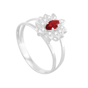 Anel de Formatura em Prata 925 com Zircônia Vermelha - PL0939