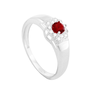 Anel de Formatura em Prata 925 com Zircônia Vermelha - PL0957