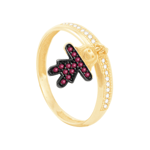 Anel em Ouro 18K Menina com Rubis e Zircônias - AU6674