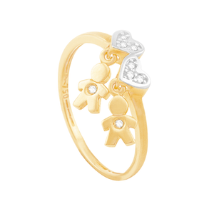 Anel em Ouro 18K Meninos com Diamantes - AU6678