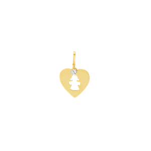 Pingente em Ouro 18K Coração com Menina - AU6680