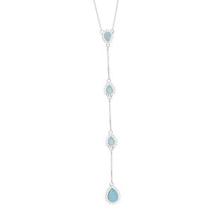 Colar em Prata 925 Gotas com Cristais Acetinado - PL1142