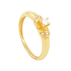Anel Solitário em Ouro 18k com Diamantes - AU6732