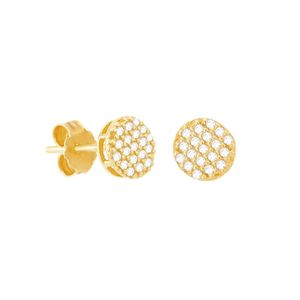 Brinco em Ouro 18k Pavê com Zircônias - AU6741
