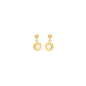 Brinco em Ouro 18k Infantil Flor com Pérolas - AU6830
