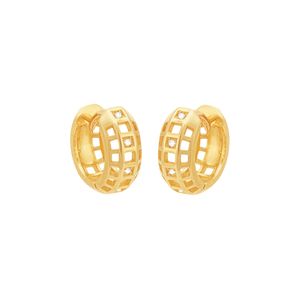 Brinco Argolinha em Ouro 18k Vazada com Diamantes - AU6897