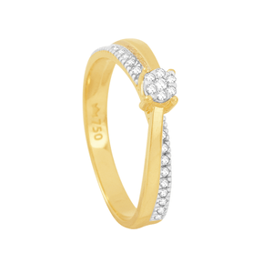 Anel em Ouro 18k Solitário com Brilhantes - AU6927