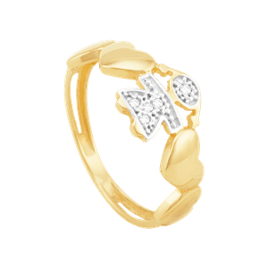 Anel em Ouro 18k Menina com Diamantes e Corações - AU6936