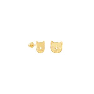 Brinco em Ouro 18k Infantil Gatinho - AU7008