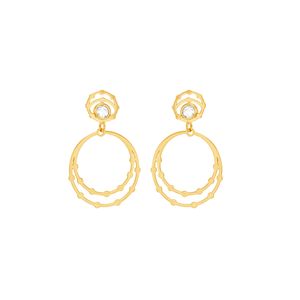 Brinco em Ouro 18k Fio Duplo Redondo com Zircônia - AU7006