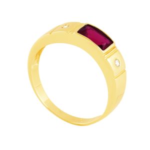 Anel de Formatura em Ouro 18k Masculino com Rubi - AU7068
