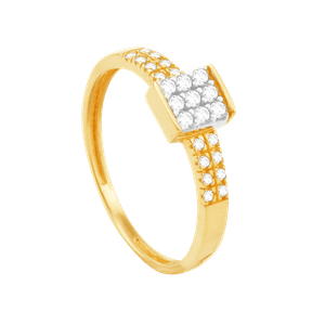 Anel em Ouro 18k Quadrado com Brilhantes - AU6991