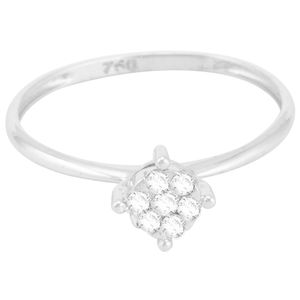 Anel Solitário em Ouro Branco 18K com Diamantes - AU5589