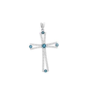 Pingente em Ouro Branco 18k Cruz com Topázio London - AU7080