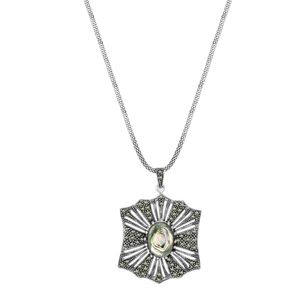 Colar em Prata 925 Vazado Abalone com Marcassitas - PL1636