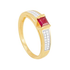 Anel em Ouro 18k com Diamantes e Rubi - AU7176