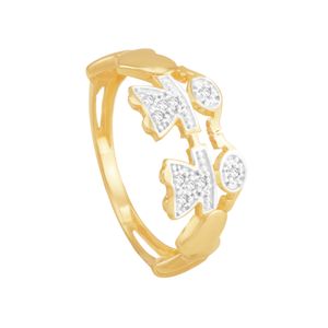 Anel em Ouro 18k Duas Meninas com Diamantes e Corações Lisos - AU7186