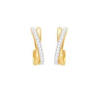 Brinco em Ouro 18k Meia Argola Bicolor com Diamantes - AU7198