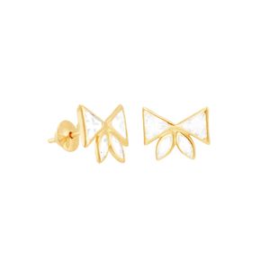 Brinco em Ouro 18k Laço com Zircônias - AU7214