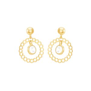 Brinco em Ouro 18k Redondo Vazado com Zircônias - AU7224