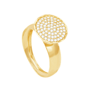 Anel em Ouro 18k Pavê Redondo com Zircônias - AU7252