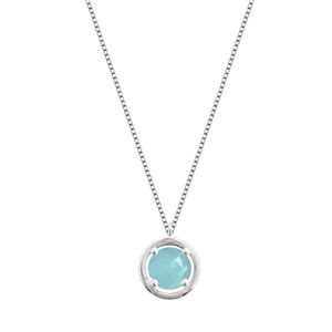 Colar em Prata 925 em Banho de Ródio com Ágata Azul - Coleção Birthstone - Dezembro - PL2864