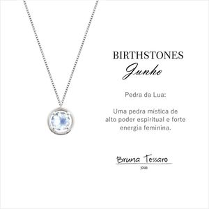 Colar em Prata 925 em Banho de Ródio com Pedra da Lua - Coleção Birthstones - Junho - PL2861