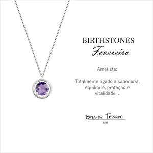 Colar em Prata 925 Coleção Birthstones - Fevereiro - PL2862