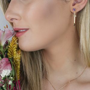 Brinco em Ouro 18K com Pedras Brasileiras - AU6290