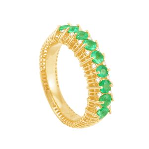 Anel em Ouro 18k Esmeraldas e Diamantes - AU7624