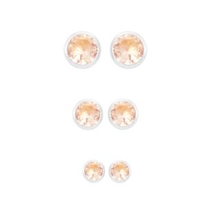 Trio de Brincos Prata 925 Cristal Salmão - BR0478