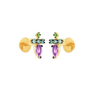 Brinco em Ouro 18k com Pedras Naturais - AU7681