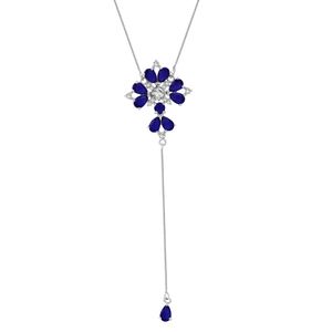 Colar em Prata 925 Cristal Safira - PL8303