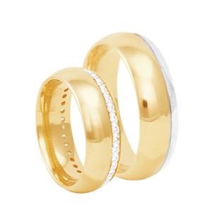 Par de Alianças em Ouro 18K com Diamantes - AU7841