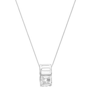 Colar em Prata 925 com Cristal Quadrado - PL8520