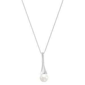 Colar em Prata 925 Liso com Pérola - PL8607
