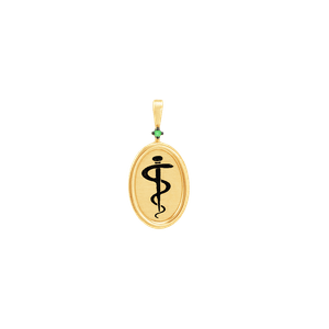 Pingente em Ouro 18K Medicina com Esmeralda - AU8018