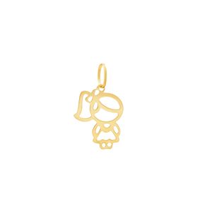 Pingente em Ouro 18k Menina Vazada - AU8025