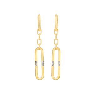 Brinco em Ouro 18K Elos com Diamantes - AU8072