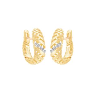 Brinco em Ouro 18K Elos com Diamantes - AU8073