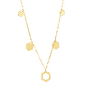 Colar em Ouro 18k com Hexagonal Foscos Vazados - AU8124