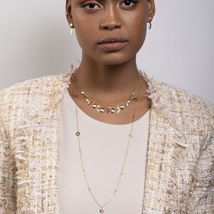 Colar em Ouro 18k com Franja com Ovais Foscos - AU8125