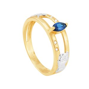 Anel em Ouro 18k Formatura Safira com Diamantes - AU8184