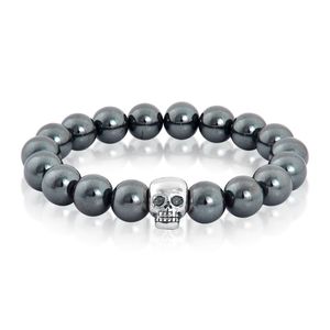 Pulseira Masculina Hematita com Caveira - PL9258