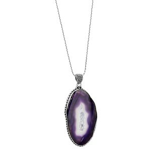 Colar em Prata 925 Drusa Ametista - CL1572